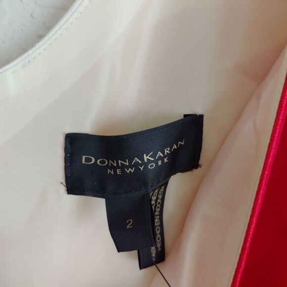 Donna Karan Red Fit & Flare Dress Cream Floral Midi Romantic Capsule 2 - Picture 4 of 8